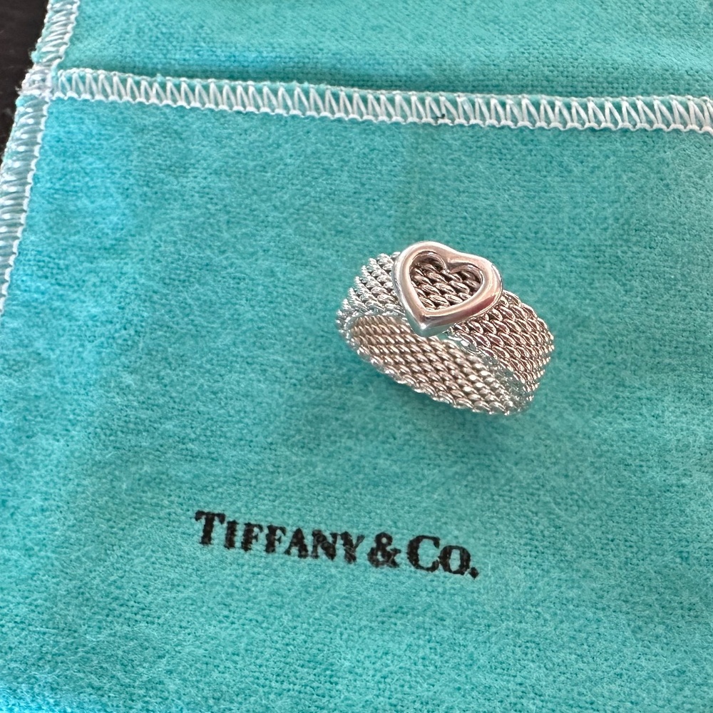 Tiffany & Co. Sterling Silver Mesh Heart Ring